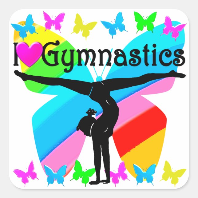 PEGATINA CUADRADA FANTÁSTICO DISEÑO DE GIMNASTICAS (Anverso)