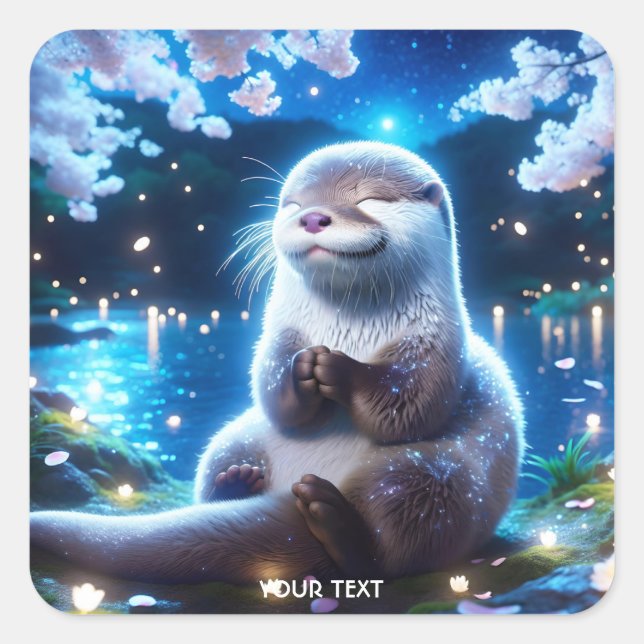 Pegatina Cuadrada Fantasy Cuse Feliz Noche de Otter (Anverso)