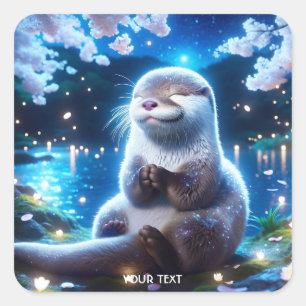 Pegatina Cuadrada Fantasy Cuse Feliz Noche de Otter