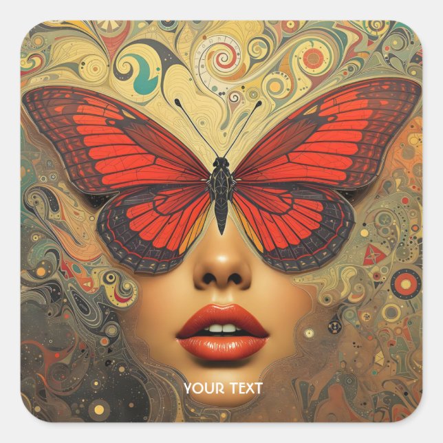Pegatina Cuadrada Fantasy Cute Abstrae Butterflies Ojos (Anverso)