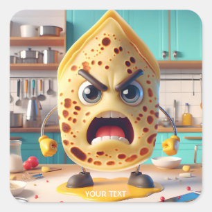 Pegatina Cuadrada Fantasy Cute Angry Crepe Kitchen