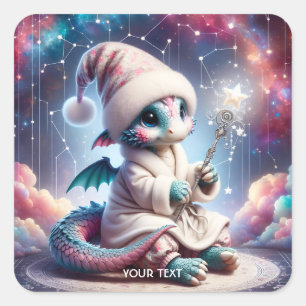 Pegatina Cuadrada Fantasy Cute Baby Dragon
