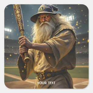 Pegatina Cuadrada Fantasy Cute Baseball Wizard Bat