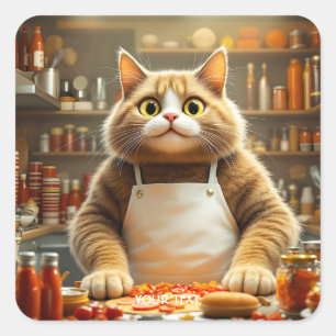 Pegatina Cuadrada Fantasy Cute Big Oyes Cat