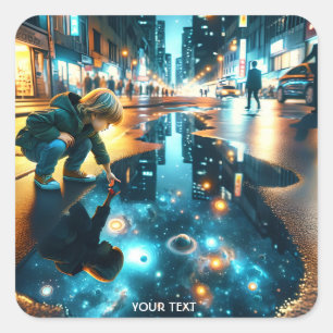 Pegatina Cuadrada Fantasy Cute Boy Street Universo