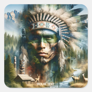 Pegatina Cuadrada Fantasy Cute Brave Guerrero guapo