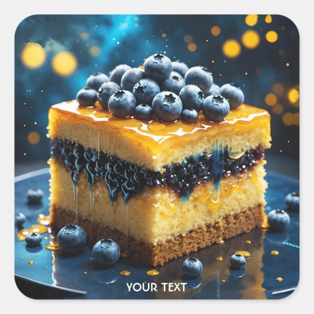 Pegatina Cuadrada Fantasy Cute Cake Honey Blueberries (Anverso)