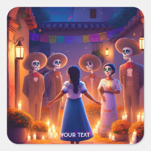 Pegatina Cuadrada Fantasy Cute Chica Ghostly Ancestores