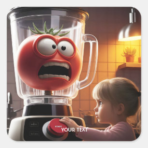 Pegatina Cuadrada Fantasy Cute Chica Tomato Blender