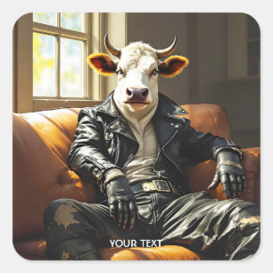 Pegatina Cuadrada Fantasy Cute Cow Leather Couch