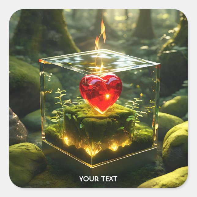 Pegatina Cuadrada Fantasy Cute Cube Heart Forest (Anverso)