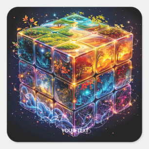 Pegatina Cuadrada Fantasy Cute Cube Seasons Space