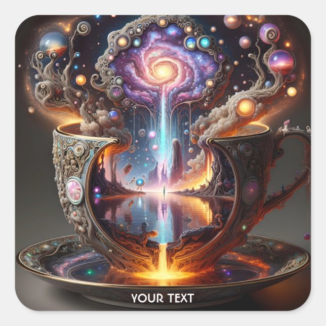 Pegatina Cuadrada Fantasy Cute Cup Lava Space (Anverso)