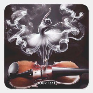 Pegatina Cuadrada Fantasy Cute Dancing Ballerina Violin