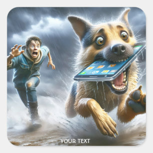 Pegatina Cuadrada Fantasy Cute Dog Boy Phone