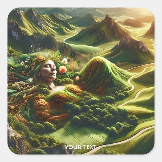 Pegatina Cuadrada Fantasy Cute Fields Planta Mujer (Anverso)