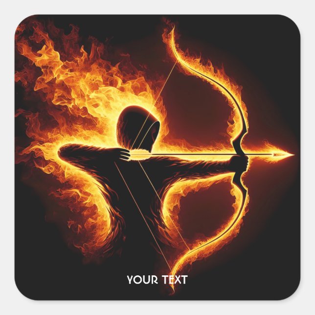 Pegatina Cuadrada Fantasy Cute Fire Archer Bow (Anverso)