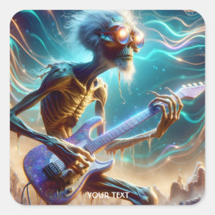 Pegatina Cuadrada Fantasy Cute Guitar Strange Player