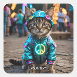 Pegatina Cuadrada Fantasy Cute Hippie