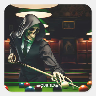 Pegatina Cuadrada Fantasy Cute Hooded Snooker Player