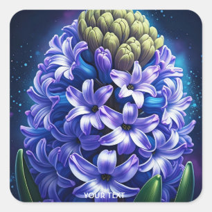 Pegatina Cuadrada Fantasy Cute Hyacinin Blue Gouache