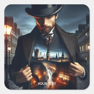Pegatina Cuadrada Fantasy Cute Jack London Night