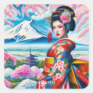 Pegatina Cuadrada Fantasy Cute japonesa Lady Gardens