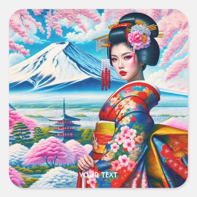 Pegatina Cuadrada Fantasy Cute japonesa Lady Gardens (Anverso)