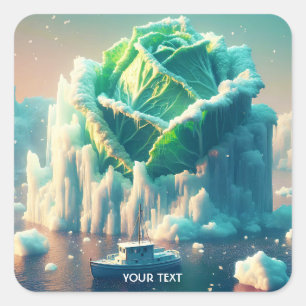 Pegatina Cuadrada Fantasy Cute Lettuce Iceberg Sea