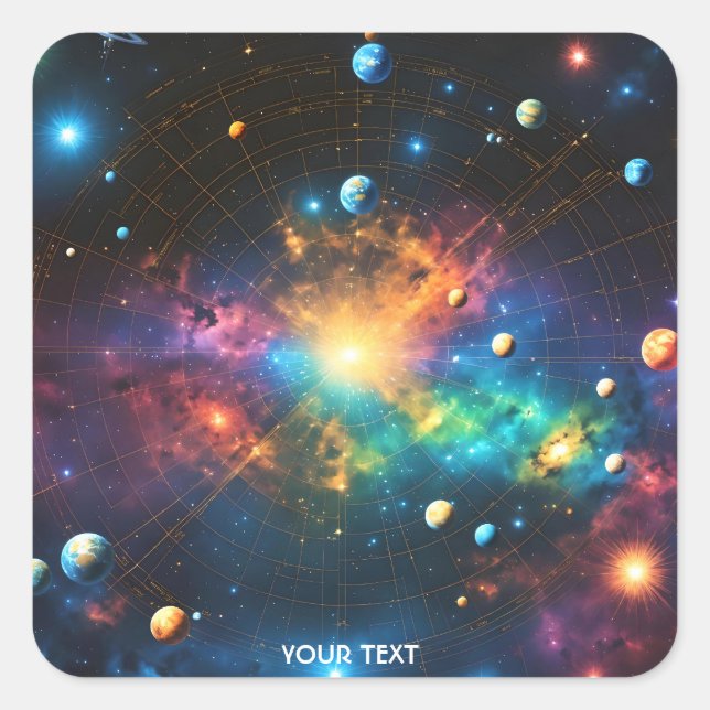 Pegatina Cuadrada Fantasy Cute Map Chart Stars (Anverso)