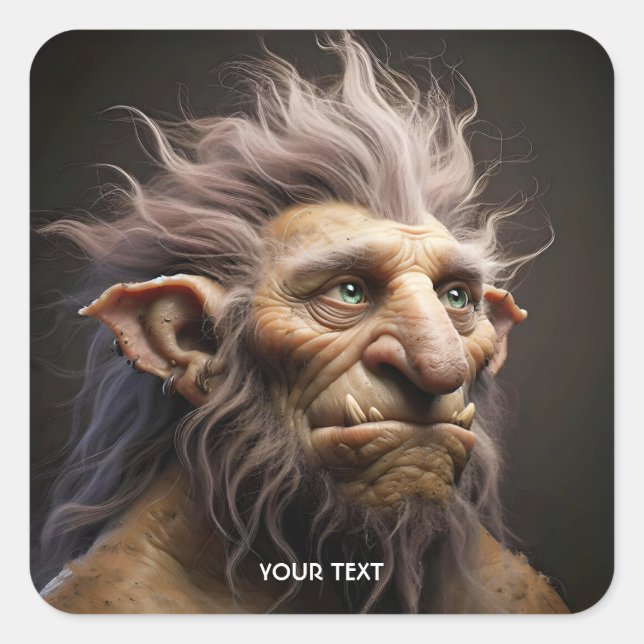 Pegatina Cuadrada Fantasy Cute Mountain Mythature (Anverso)