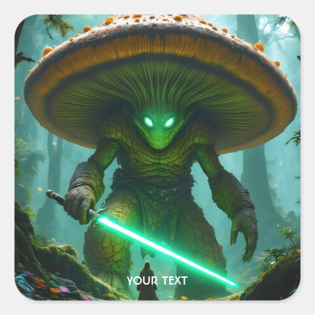 Pegatina Cuadrada Fantasy Cute Mushroom Saber Forest (Anverso)