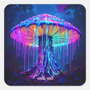 Pegatina Cuadrada Fantasy Cute Mushroom Surreal Forest
