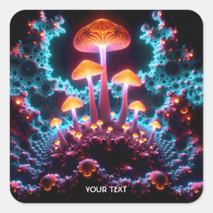 Pegatina Cuadrada Fantasy Cute Mushrooms Luces Forestales