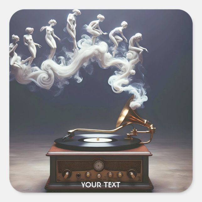 Pegatina Cuadrada Fantasy Cute Music Dance Smoke (Anverso)