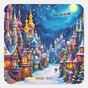 Pegatina Cuadrada Fantasy Cute Navidades Eve Town