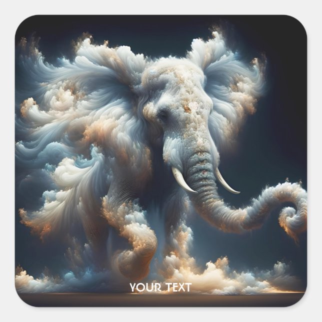 Pegatina Cuadrada Fantasy Cute Nubes elefante (Anverso)