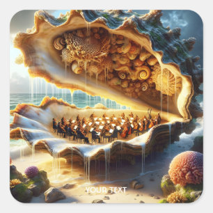 Pegatina Cuadrada Fantasy Cute orquesta Shell Sea