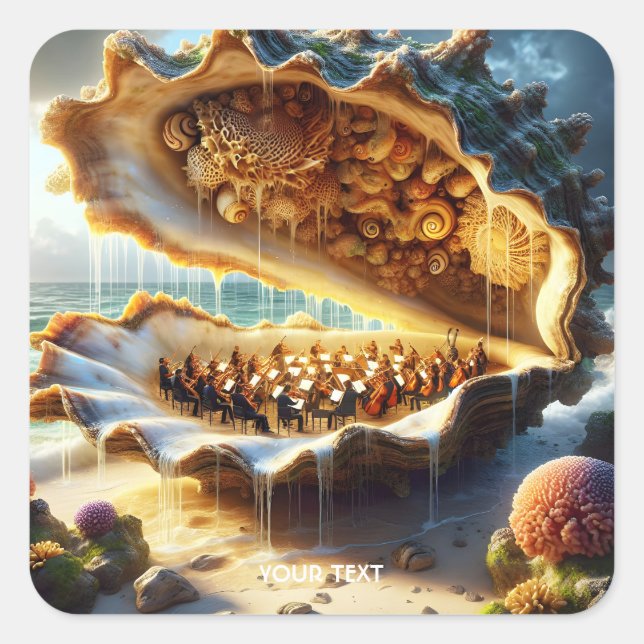 Pegatina Cuadrada Fantasy Cute orquesta Shell Sea (Anverso)