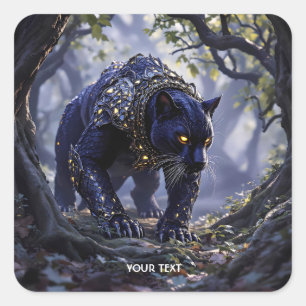 Pegatina Cuadrada Fantasy Cute Panther Scale Armor