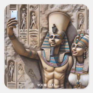 Pegatina Cuadrada Fantasy Cute Pharaoh Y Selfie