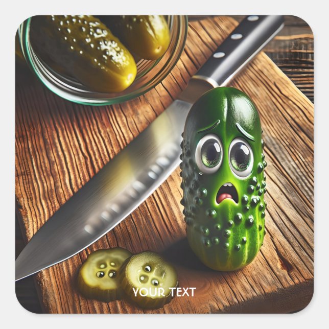 Pegatina Cuadrada Fantasy Cute Pickles Board Jar (Anverso)