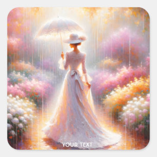 Pegatina Cuadrada Fantasy Cute Pink Garden