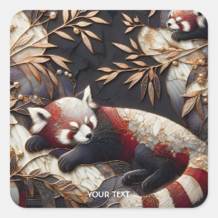 Pegatina Cuadrada Fantasy Cute Red Panda Art