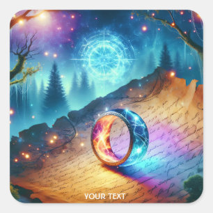 Pegatina Cuadrada Fantasy Cute Ring Forest Skies