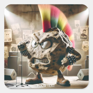 Pegatina Cuadrada Fantasy Cute Rock Punk Singer