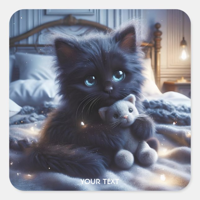 Pegatina Cuadrada Fantasy Cute Room Kitten Toy (Anverso)