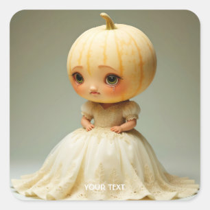 Pegatina Cuadrada Fantasy Cute Sad Cantaloupe Boda
