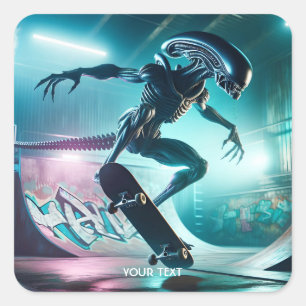 Pegatina Cuadrada Fantasy Cute Skateboard Special Rider