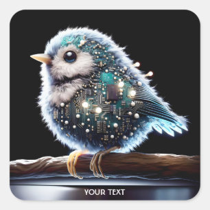 Pegatina Cuadrada Fantasy Cute Small Bird Circuit